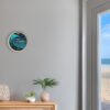 Tidal Timepieces Dark & Stormy Swell tide clock in an entryway of a coastal home.