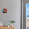 Tidal Timepieces Solstice Crest tide clock in an entryway of a coastal home.