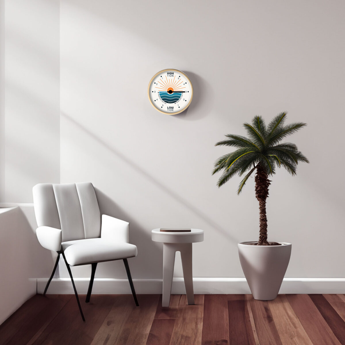 Sun and Sea mockup on living room wall