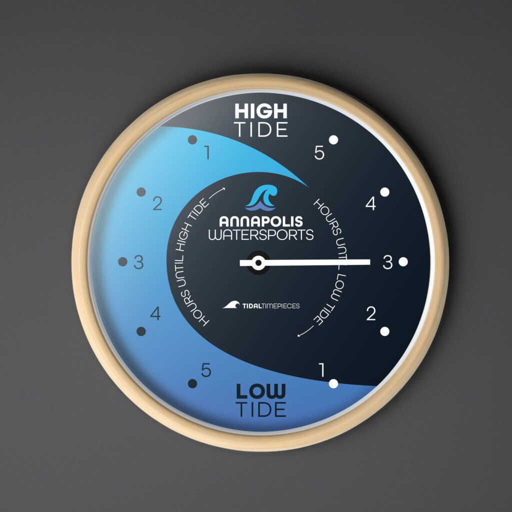 A mockup of a custom clock design for Annapolis Watersports.