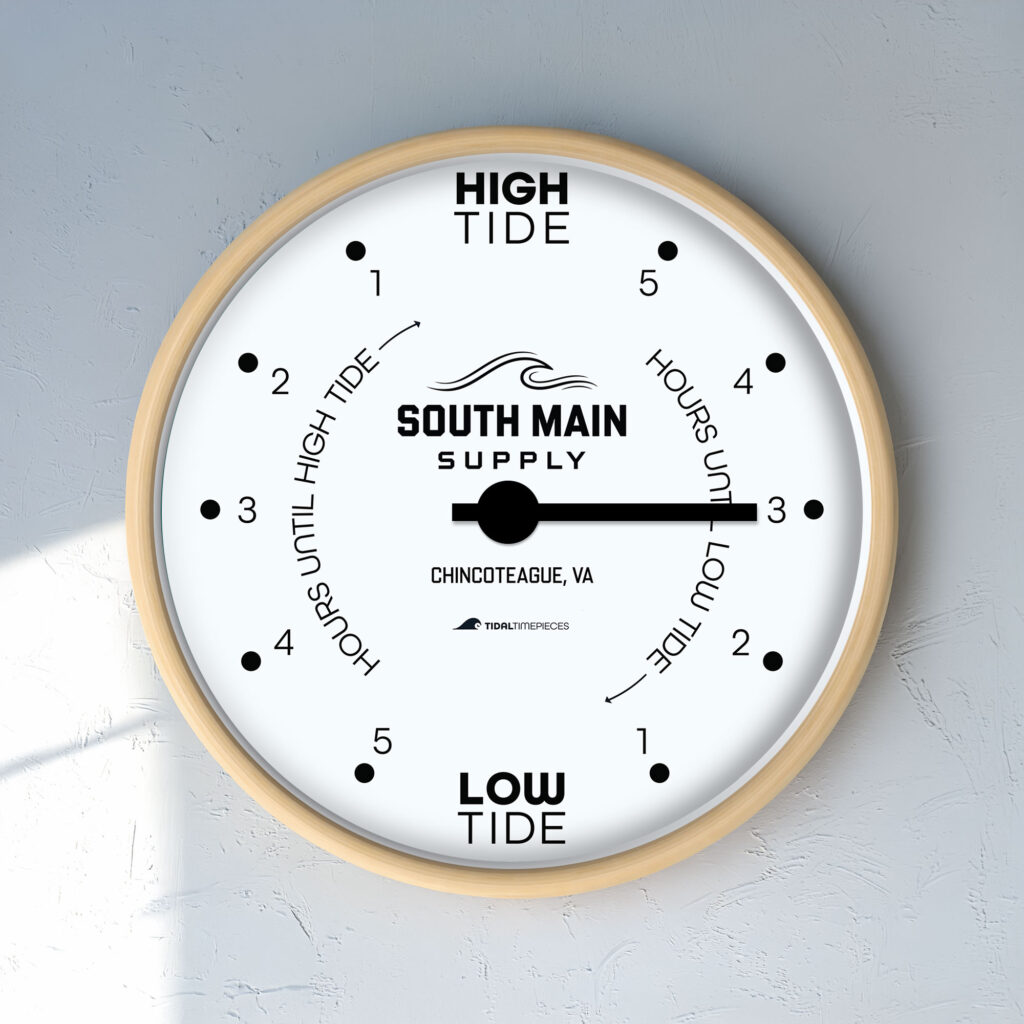 A mockup of a custom clock design for South Main Supply.